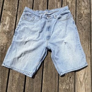 Ralph Lauren Polo Jeans Company Shorts 36 Blue Jean Banner Denim 90s RL Thrashed